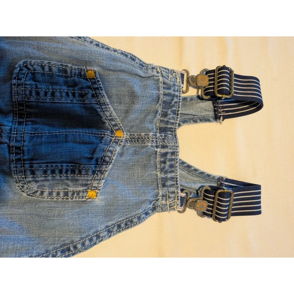 Gymboree Kids Boys Girls Denim Bib Overalls Light Wash Blue Size 5 Stripe Straps